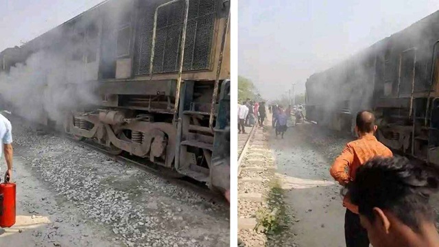 ত্রিশালে ট্রেনের ইঞ্জিনে আগুন, আতঙ্কিত যাত্রীরা